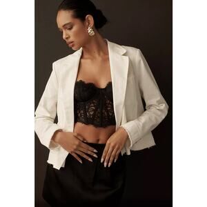 Pilcro Ivory Double‎ Breasted Fray Hem Blazer NWT Size XL